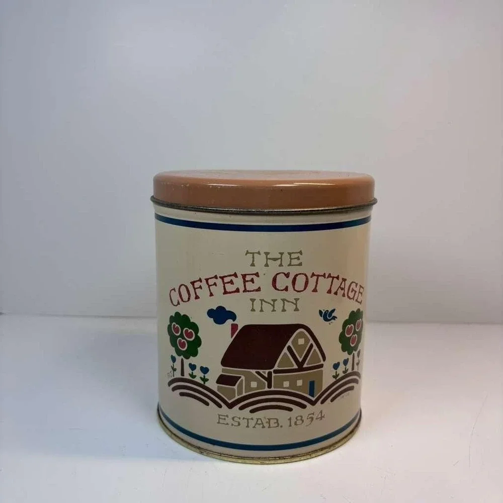 Vtg Metal Tin Canisters Set of 4 Nesting Storage‎ containers Rustic country